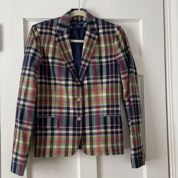 Ralph Lauren Black Label Plaid Blazer Size 4 EUC - Picture 1 of 3
